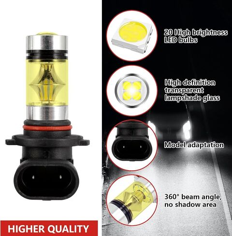 VVAG 2PCS 9005/9006 مصابيح المصباح LED المصباح الأمامي المصباح ، 6500K 12V 100W أضواء أثناء النهار ، مجموعة استبدال الضوء الأمامي لمعظم المركبات بداية سريعة (أصفر ، 9005/9006) in Kuwait