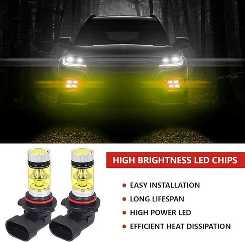 VVAG 2PCS 9005/9006 مصابيح المصباح LED المصباح الأمامي المصباح ، 6500K 12V 100W أضواء أثناء النهار ، مجموعة استبدال الضوء الأمامي لمعظم المركبات بداية سريعة (أصفر ، 9005/9006) in Kuwait