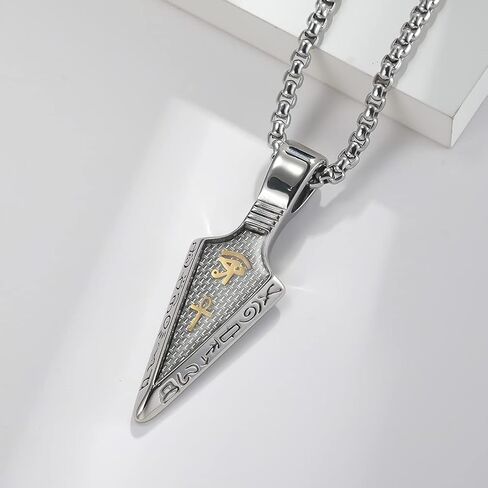 عين قلادة Horus Arrowhead Protection Ankh Cross Amulet on 24+2 ″ سلسلة قابلة للتعديل in Saudi Arabia