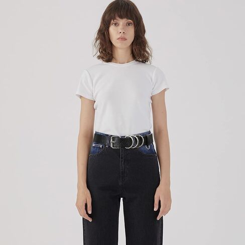 AWAYTR Women Leather Punk Waist Belt - Black PU Leather Adjustable Ladies Belts with Gold and Silver Buckle in Saudi Arabia