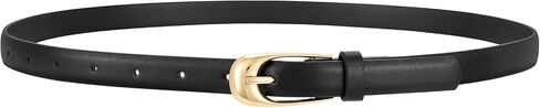 WERFORU Skinny Leather Belt for Dress Jeans Women Thin PU Leather Belt with Fashion Gold/Silver Buckle,0.7" Width in Saudi Arabia