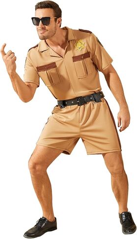 EDAUWAE Mens Police Costume Reno Lt Dangle Costume Reno Shirt Waist Belt Uniform Suit in Kuwait