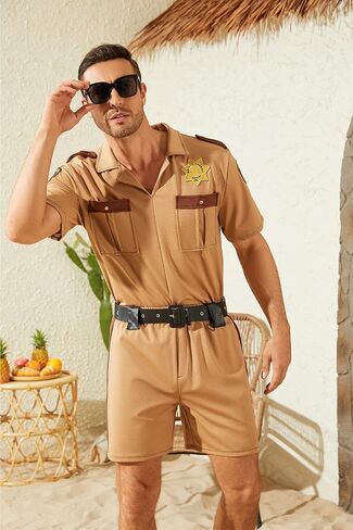 EDAUWAE Mens Police Costume Reno Lt Dangle Costume Reno Shirt Waist Belt Uniform Suit in Kuwait