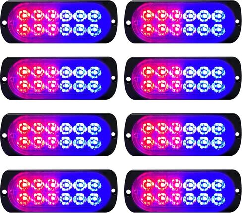 DIBMS 8x LED أضواء الطوارئ القوية، 12 LED أحمر أبيض سطح جبل تحذير وامض تحذير خطر البناء شريط ضوء لسيارة شاحنة فان شاحنة الطرق الوعرة سيارات الدفع الرباعي in Kuwait