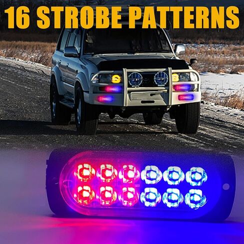 DIBMS 8x LED أضواء الطوارئ القوية، 12 LED أحمر أبيض سطح جبل تحذير وامض تحذير خطر البناء شريط ضوء لسيارة شاحنة فان شاحنة الطرق الوعرة سيارات الدفع الرباعي in Kuwait