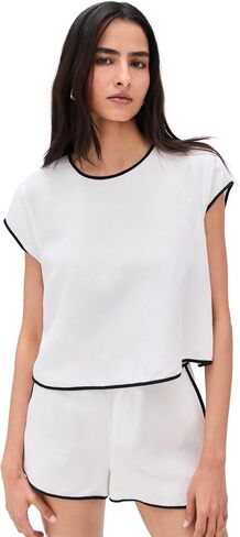 L'AGENCE Women's Ilana Contrast Trim Top in Saudi Arabia
