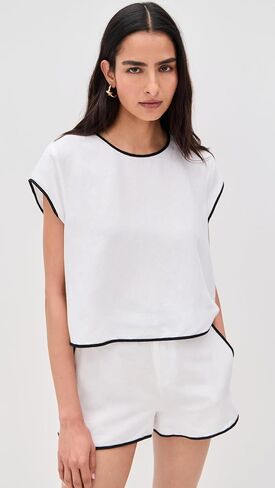 L'AGENCE Women's Ilana Contrast Trim Top in Saudi Arabia