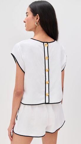 L'AGENCE Women's Ilana Contrast Trim Top in Saudi Arabia
