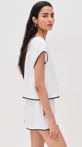 L'AGENCE Women's Ilana Contrast Trim Top in Saudi Arabia
