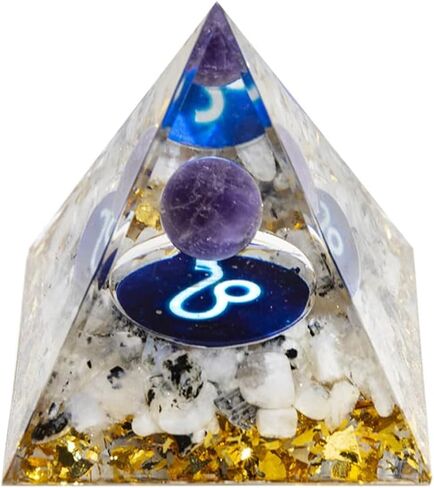 12 زودياك هرم بلوري ، كرة بلورية من الجمشت الطبيعية لليو زودياك ، 2 "هرم شفاء orgone لضغوط الطاقة الإيجابية تقليل التأمل الشفاء in Kuwait