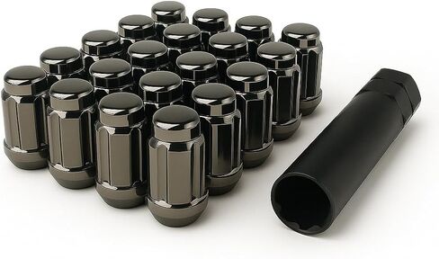 20 Gunmetal Spline Drive Small Diameter Acorn 12x1.5 Gunmetal Lug Nut Kit with Key in Kuwait