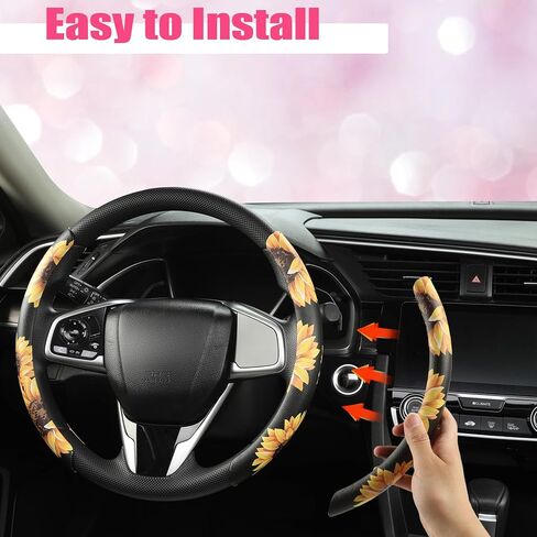 West Llama Diamond Bling Car Steering Wheel Cover with Crystal Rhinestones,3PCS Segmented Steering Wheel Protector,Universal for 99% Cars for Women(Black with Black Diamond) in Kuwait