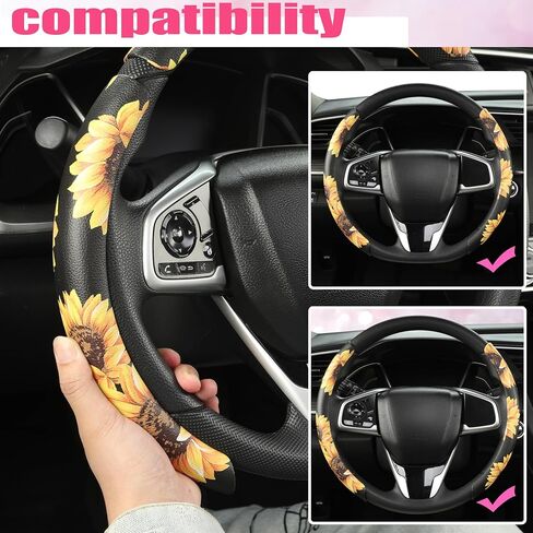 West Llama Diamond Bling Car Steering Wheel Cover with Crystal Rhinestones,3PCS Segmented Steering Wheel Protector,Universal for 99% Cars for Women(Black with Black Diamond) in Kuwait