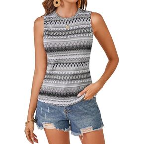 Women's Boho Tank Tops 2024 Causal Summer Sleeveless Vest Tops Geo Print Crewneck Shirts in Kuwait
