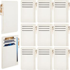 Abbylike 20 Pcs Wallet Bulk Men Slim Minimalist Leather Wallet Card Holder Front Pocket RFID Blocking Wallet with Zipper for Men and Women DIY Church Gift(White) in Kuwait