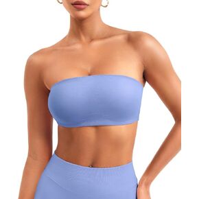 VOYJOY Women Strapless Bandeau Bra Wireless Padded Sports Bra Tube Top Seamless Stretchy Workout Bralette in Saudi Arabia