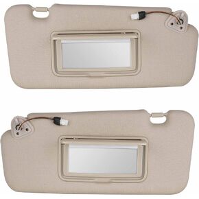 Beige Driver Left + Passenger Side Sin Sun Visor بديل متوافق مع Nissan Murano 2009 2010 2011 2012 2013 2014 مع Light Reply 96401-1AA1B 96400-1AA1B in Kuwait