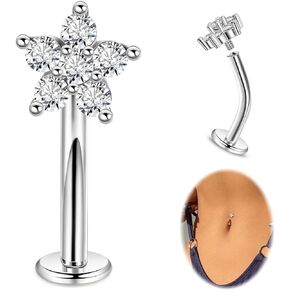 14G G23 Titanium Floating Belly Button Rings for Women Petite Flat Back CZ Belly Rings Small Opal Curved Navel Rings Internally Threaded Hypoallergenic Belly Piercing 8-14mm in Kuwait