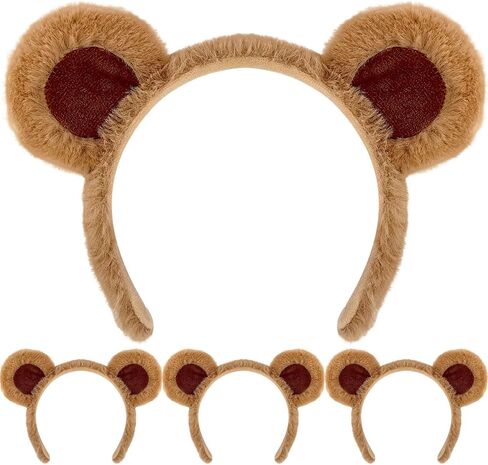 Brown Bear Ears Headband Adult Bear Costume for Halloween Festival Cosplay Party, Bear Ear Headband Hairband for Makeup Face Washing, Bear Ears Costume(Brown 1 Count) in Saudi Arabia