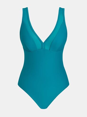 CUPSHE Women's One Piece Swimsuit Bathing Suit Plunging V Neck Wide Adjustable Straps Mesh in Kuwait