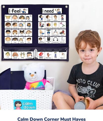 CHEFAN Calm Down Corner Set, Feelings Chart for Kids,Social Emotional Learning Activities,Calm Corner Classroom Supplies for Therapy Office Decor, Mental Health Wall Decorations for Preschool Teachers in Saudi Arabia