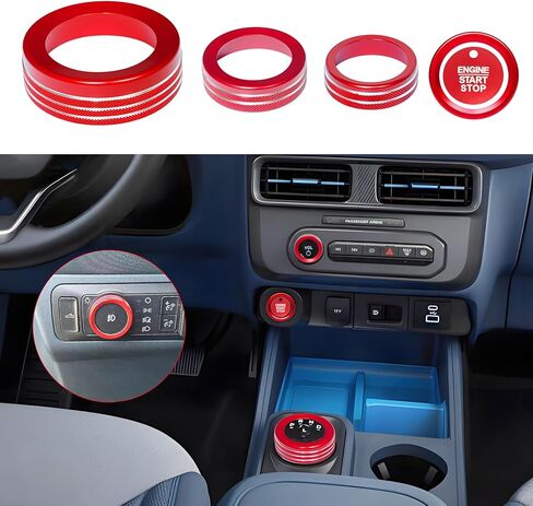 for Ford Maverick 2025 Accessories Interior Decor Gear Shift 4WD Engine Start Stop Headlight Volume Radio Control Switch Center Consoles Knob Cover 5Pcs Aluminum Alloy (Blue, 2025-Up) in Kuwait