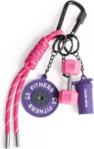 Dumbbell & Weights Keychain, Bag Purse Charms Gift for fitness Women and Men, Cute Mini Car Key Chains for Gym in Kuwait