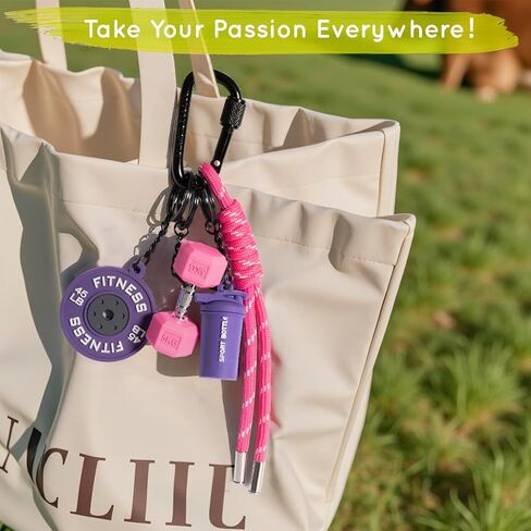 Dumbbell & Weights Keychain, Bag Purse Charms Gift for fitness Women and Men, Cute Mini Car Key Chains for Gym in Kuwait