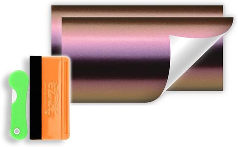 Free Tool Kit 2Pcs 5"x10" Compatible with Chevy Emblem Bowtie Chameleon Matte Purple Gold Vinyl Wrap Sticker Decal Film Overlay Sheet in Saudi Arabia