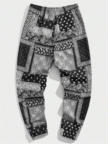 SHENHE Men's Paisley Print Jogger Pants Drawstring Elastic Waist Hippie Boho Pants Trousers in Saudi Arabia