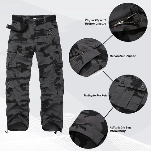 Men's BDU Casual Military Pants, Combat Camo Cargo Work Pants Fit Outdoors Tactical Wild Army Hunting Baggy 8 Pockets No Belt in Saudi Arabia