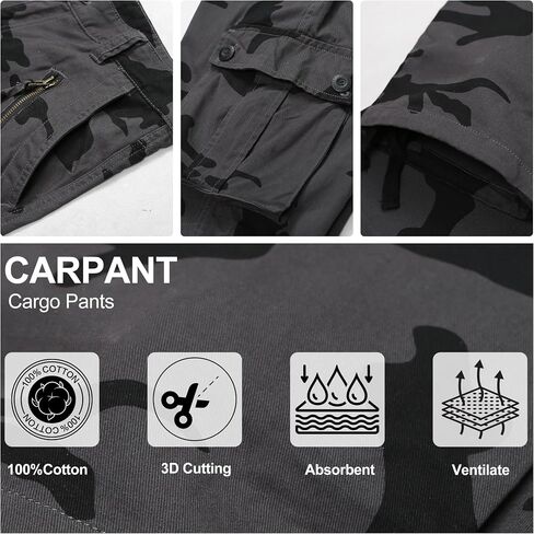 Men's BDU Casual Military Pants, Combat Camo Cargo Work Pants Fit Outdoors Tactical Wild Army Hunting Baggy 8 Pockets No Belt in Saudi Arabia