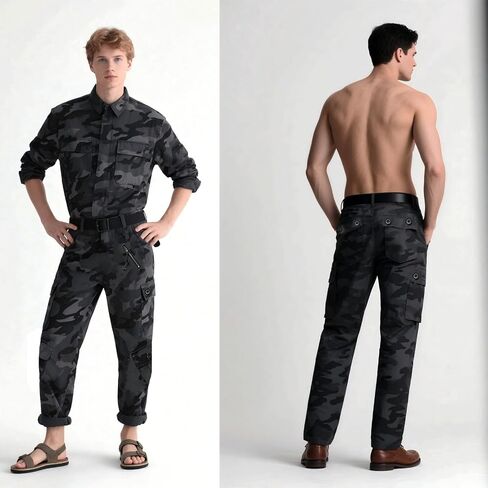 Men's BDU Casual Military Pants, Combat Camo Cargo Work Pants Fit Outdoors Tactical Wild Army Hunting Baggy 8 Pockets No Belt in Saudi Arabia
