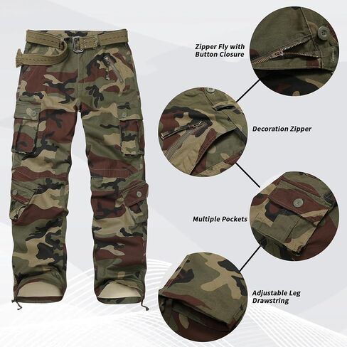 Men's BDU Casual Military Pants, Combat Camo Cargo Work Pants Fit Outdoors Tactical Wild Army Hunting Baggy 8 Pockets No Belt in Saudi Arabia