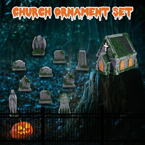 Rileryan 15 PCS Miniature Church Tombstones Gargoyle Virgin Figurines DIY Graveyard Scenes for Halloween Village Decorations Accessories Wargame Terrain Scenery in Saudi Arabia