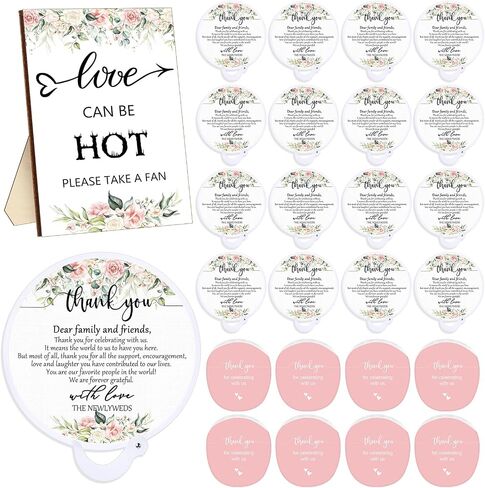 Wenqik Wedding Favors for Guests 1 Wedding Wooden Sign 100 Wedding Hand Fans Bulk Foldable Round Fans with Storage Bags for Bridal Shower Gifts Wedding Party Souvenirs, Greenery in Saudi Arabia