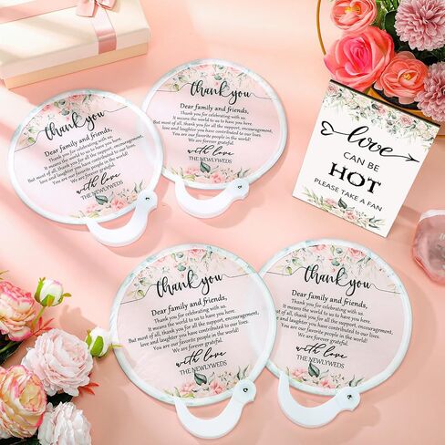 Wenqik Wedding Favors for Guests 1 Wedding Wooden Sign 100 Wedding Hand Fans Bulk Foldable Round Fans with Storage Bags for Bridal Shower Gifts Wedding Party Souvenirs, Greenery in Saudi Arabia