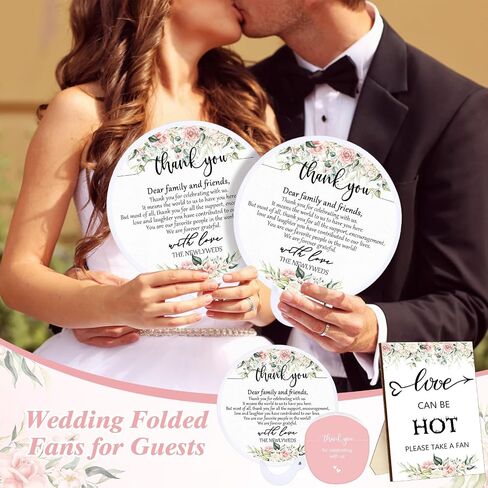 Wenqik Wedding Favors for Guests 1 Wedding Wooden Sign 100 Wedding Hand Fans Bulk Foldable Round Fans with Storage Bags for Bridal Shower Gifts Wedding Party Souvenirs, Greenery in Saudi Arabia