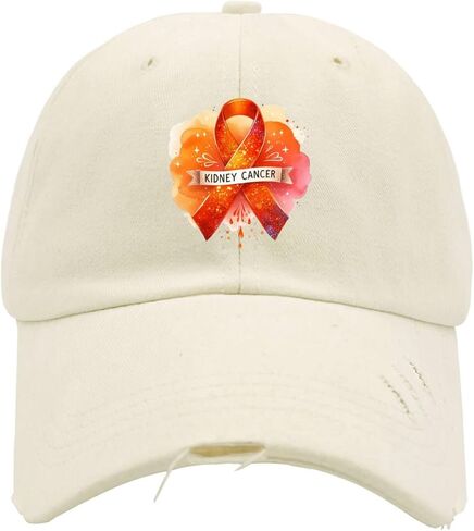 Kidney Cancer Orange Ribbon Hats for Men Washed Distressed Baseball Caps Fashion Washed Hiking Hat Quick Dry in Saudi Arabia