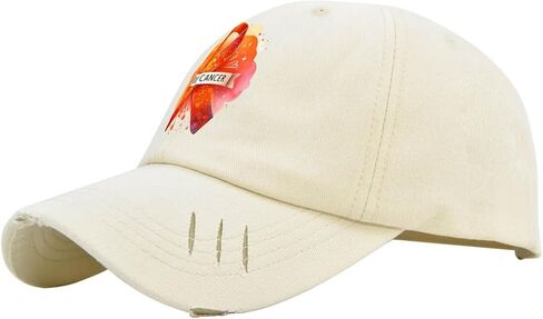 Kidney Cancer Orange Ribbon Hats for Men Washed Distressed Baseball Caps Fashion Washed Hiking Hat Quick Dry in Saudi Arabia