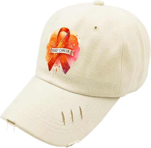 Kidney Cancer Orange Ribbon Hats for Men Washed Distressed Baseball Caps Fashion Washed Hiking Hat Quick Dry in Saudi Arabia