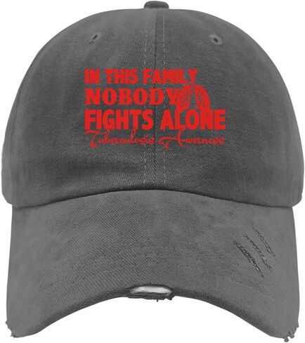 in This Family Nobodys Fights Alone Tuberculosis Awareness Hats for Men Washed Distressed Baseball Cap Low Washed Dad Hat Adjustable Dark Grey in Saudi Arabia