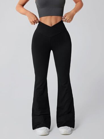 Flare High Waisted Yoga Pants, Bell Bottom Leggings with Crossover Waistband Bootcut Pants for Workout Casual in Saudi Arabia