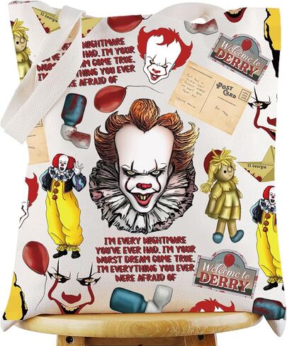 G2TUP Horror Clown Tote Bag Horror Movie Lover Gift Welcome To Derry Clown Shoulder Bag Horror Movie Theme Merch in Saudi Arabia
