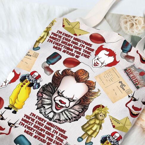 G2TUP Horror Clown Tote Bag Horror Movie Lover Gift Welcome To Derry Clown Shoulder Bag Horror Movie Theme Merch in Saudi Arabia