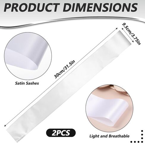 6pcs الوشاح الأبيض ، الوشاح الأبيض فارغ ، وشاح الجمال العادي للمسابقات المظهر اللامع ، ملحق حفلة الشاحنة لزخارف الحفلات DIY ، الزفاف ، دش الزفاف ، عيد ميلاد in Saudi Arabia