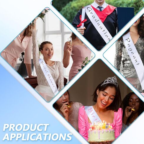 6pcs الوشاح الأبيض ، الوشاح الأبيض فارغ ، وشاح الجمال العادي للمسابقات المظهر اللامع ، ملحق حفلة الشاحنة لزخارف الحفلات DIY ، الزفاف ، دش الزفاف ، عيد ميلاد in Saudi Arabia