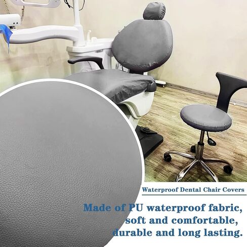 100% Waterproof PU Leather Dental Chair Covers, 4Pcs/Set Round Bar Stool Covers Dental Chair Seat Cover Backrest Protector for Dentist Equipment (Color : Dark Blue) in Saudi Arabia