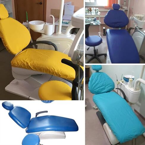 100% Waterproof PU Leather Dental Chair Covers, 4Pcs/Set Round Bar Stool Covers Dental Chair Seat Cover Backrest Protector for Dentist Equipment (Color : Dark Blue) in Saudi Arabia