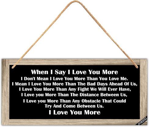 I Love You More Wooden Wall Sign - 11.8 inches x 5.9 inches Rustic Farmhouse Love Plaque in Kuwait